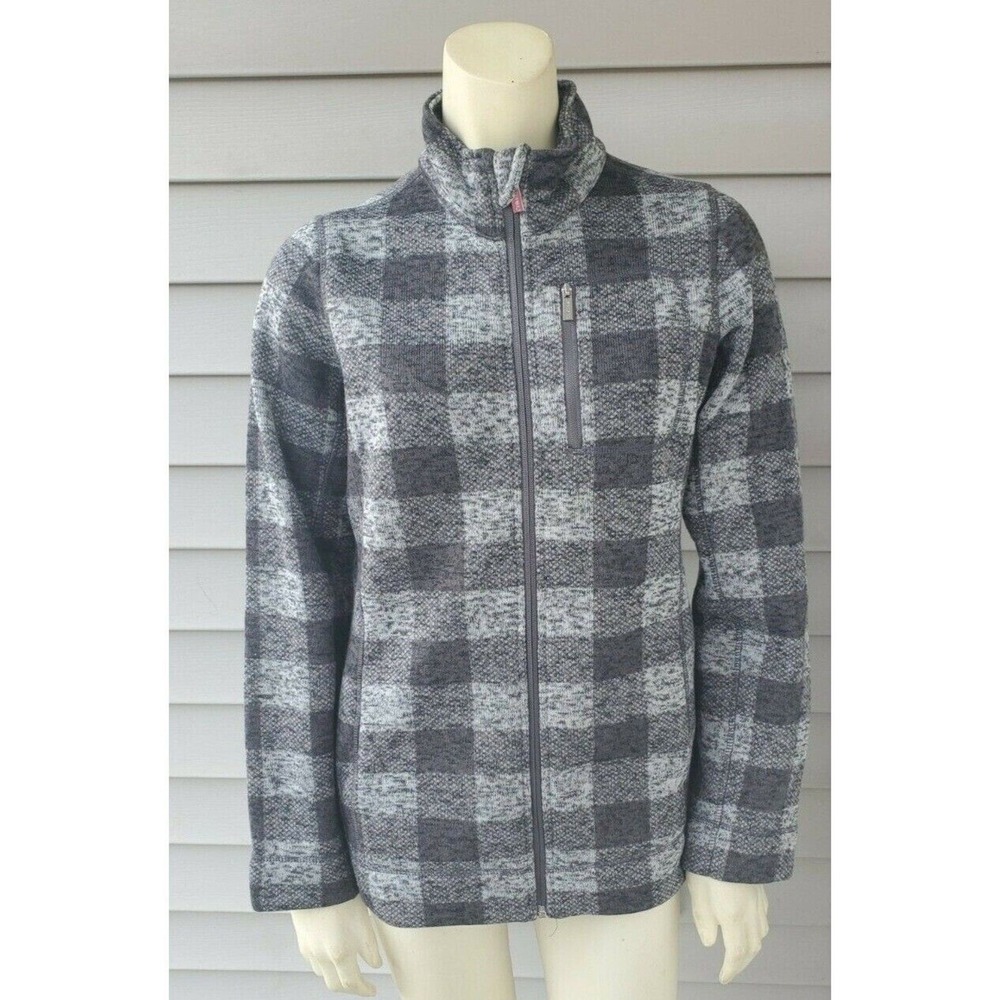 Calvin Klein Sweatshirt Small Petite Womens Zip Up Warm Long Sleeve Plaid